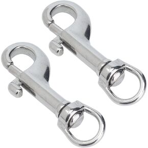 Fafeicy Single Ended Bolts Hook, 2Pcs Swivel Eye Bolt Snap Hook, Single Ended Snap Clips Marine Grade 316 Stainless Steel Clips for Diving, Bolt Snaps