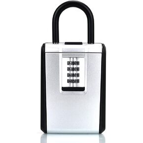 ABRA FOX Key Lock Box, Combination Lock box with Code for House Key Storage, Combo Door Locker (silver-1pack)