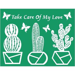 Cactus Self-Adhesive Silk Screen Printing Stencils,Plants Pattern Reusable Screen Stencil for Crafts potting Screen Printing Mesh Stencils Painting on Wood T-Shirt,Cup,Pillow Fabric