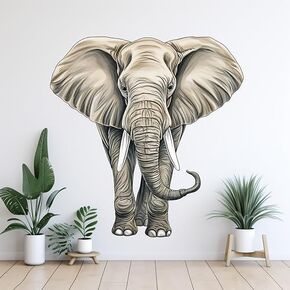 Unique Pattern Elephant Safari Animal Wall Sticker For Playroom Decor, Boys Room, Living Room, Nursery, Girls Room, Sticker (18 inch)