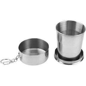 Collapsible Cup, Stainless Steel Folding Cup, Camping Mug with Keychain, Portable for Outdoor Travel, Hiking, Picnic, Fishing(150ml)
