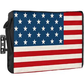 American Flag Outdoor TV Cover 30-32 Inch Weatherproof, Oxford Heavy Duty Waterproof Outside Flat Screen TV Cover Protector for Television Outdoor Accessories 4th of July Red Stripe Rustic Flag