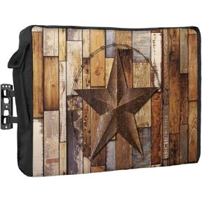 Outdoor TV Cover Vintage Star of Texas Farmhouse Barns Waterproof Weatherproof TV Covers for 60 to 65 Inch Outside Flat Screen TV Protector Shield 58"W x 37"H x 4.5"D