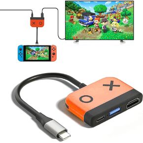 E-MODS GAMING Switch Dock USB Type C to HDMI Adapter Multi-Port Hub for Switch, Portable Switch Charging Dock Station with HDMI and USB 3.0 Port for Switch, PC (Red)