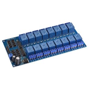 MECCANIXITY Relay Module 16 Channel 24V Low Level Trigger Module Blue Relay Module Board for DSP