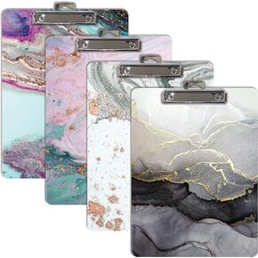 Better Office Products Fashion Clipboard (4 Pack), Standard A4 Letter Size, 12.5" x 9", Wooden Clipboard, Low Profile Clip with Retractable Hanging Tab, Decorative Clipboard,(Floral Designs)