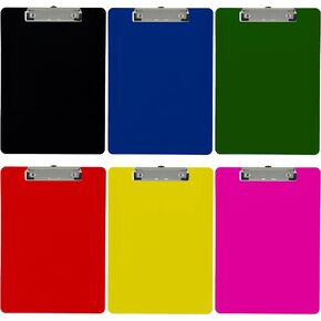 Trade Quest Plastic Clipboard Opaque Color Letter Size Low Profile Clip (Pack of 6) (Assorted)
