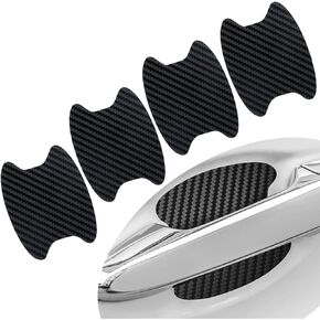 Irinidig 4 PCS Car Door Handle Sticker, 3.38" x 2.67" Carbon Fiber Anti-Scratches Non-Marking Auto Door Handle Protective Film, Door Edge Protection Accessories, Suitable for Most Car Models (Black)