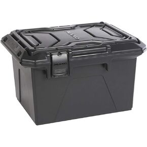 Plano Ammo Crate, Black, Lockable Plastic Ammunition Storage Box, Water-Resistant Protection with Interlocking Foam and Removable Dividers