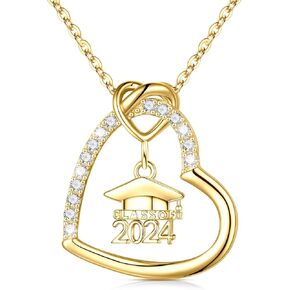 Iefil 2024 Graduation Gifts for Her - 925 Sterling Silver Heart Graduation Necklace Class of 2024 Gifts High School Senior College Graduation Gifts for Her Women Teen Girls in Saudi Arabia