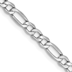 Avariah 14K White Gold 3.5mm Semi-Solid Figaro with Lobster Lock Chain -16.0" 18.0" 20.0" 22.0" 24.0" 26.0"