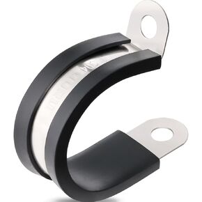100PCS Cable Clamps 1/8 Inch 304 Stainless Steel Cable Clamps Rubber Coated Cushioned Insulated Cable Clamp,Automotive Wire Clamps,Pipe Clamps,Metal Clamp for Tube,Wire Cord Installation(3mm)