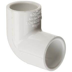 Spears 406 Series PVC Pipe Fitting, 90 Degree Elbow, Schedule 40, White, 3/4" Socket
