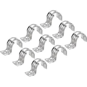 uxcell 25Pcs 1 Inch Rigid Pipe Straps, One Hole Straps R Shape Bracket Stainless Steel Pipe Clamp for Pipe Tube Wire Installation