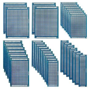 QeeaHuuo 6 قيم 34 قطعة مجموعة لوحة PCB مزدوجة الجوانب، لوحات نموذجية للحام DIY متوافقة مع مجموعات Arduino-Blue-34pcs