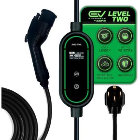 AEFA TOTALEV Adjustable Level 2 Charger NEMA 14-50, 240V, Up to 40 Amps - 25FT Length, EV Charging Cable, Portable Delayed Charging, LED Display, for All J1772 EV