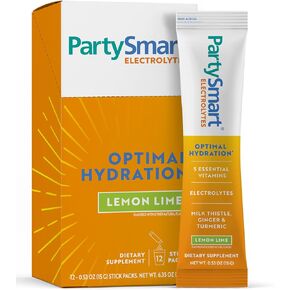 Himalaya PartySmart Orange Electrolytes Powder Packets, 12 Count, Supports Hydration, Rehydrate with Sodium & Potassium, Vitamin C & More, Antioxidant Recovery Blend Milk Thistle, Ginger & Turmeric