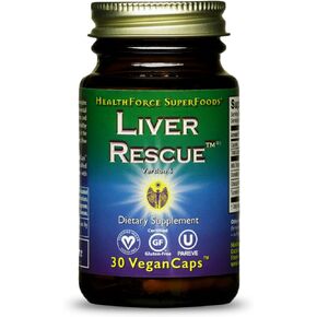 HEALTHFORCE SUPERFOODS Liver Rescue - Natural Liver Cleanse - Liver Health Formula with Milk Thistle & Dandelion Root - Gluten-Free & Vegan - 60 Capsules