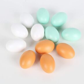 Folgtek 12pcs DIY Dummy Eggs Wooden Fake Eggs Simulation Chicken Duck Goose Egg DIY Easter Egg Toy for Hunting Decoys Decoration Egg Hunting Accessories