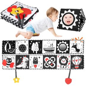 ODDPC [New] Black and White Baby Toys, Tummy time Toys, High Contrast Newborn Toys 0-6 Months Brain Development,Soft Baby Book, 0-6Months Auditory and Visual Stimulation Montessori Toy Gift