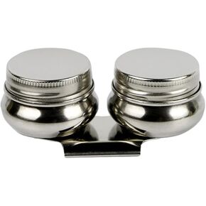 Palette Cup with Lid Stainless Steel Double Dipper Palette Container Cup with Clip Portable Wide Mouth Oil Painting Pot Container with Lid and Clip