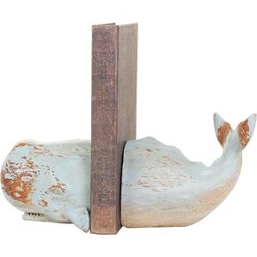 Deco 79 Polystone Whale Bookends, Set of 2 4" W, 5" H, Gray