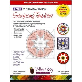 8" Folded Star Hot Pad Interfacing Templates - 3-Pack Refill by Plum Easy Patterns (PEP-201)
