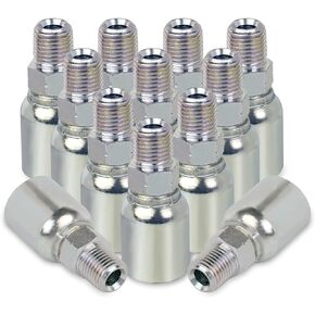 AKM 12 PCS 1/4" Hose x 1/4" NPTF Male Pipe Hydraulic Hose Crimp Fitting Ends