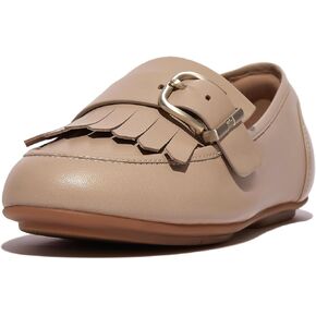 FitFlop Women's Allegro Fringe Buckled Leather Loafers Ballet Flat