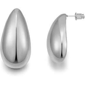 Gold Silver Drop Stud Earrings Minimalist Lightweight Chunky Earrings for Women Daily Jewelry