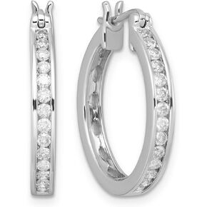 ARAIYA FINE JEWELRY Gift For Mothers Day 10k Gold or Silver Diamond Hoop Earrings (1/4-1/2 cttw, I-J Color, I2-I3 Clarity)