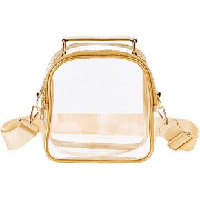 Clear Bag Stadium Approved Gold Clutch Purse Clear Tote Bag Women Crossbody Messenger Bag for Concerts Sport Events Festivals in Kuwait