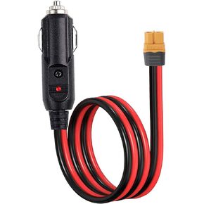 OUQYLG XT60 to Car Cigarette Lighter Plug Cigarette Lighter 12AWG XT60 Adapter Cable 12V Cigarette Lighter Plug to XT60 Quick Release Adapter Extension Charging Cable with Fuse and LED Light (3FT)