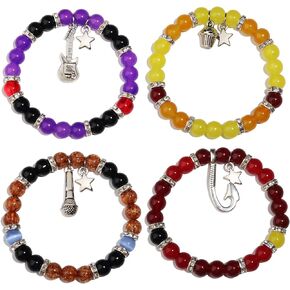 GINAZL Five Night at Freddy Bracelets FNAF Bracelet,4 pcs Freddy Bonnie Chica Foxy Bracelet FMAF Merch Valentins Day Gifts for Boys Girls FNAF Stuff Horror Movie Gifts