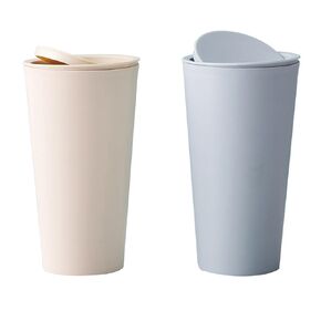 Sheebo Modern Plastic Mini Wastebasket Trash Can with Lid for Car - Dispose of Tissues, Reciepts, and Other Small trashes; 1 Liter (Ultra Mini Swing - Khaki)