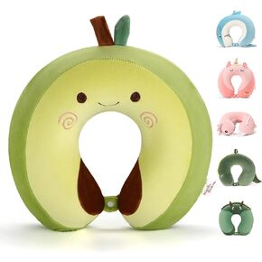 Niuniu Daddy Kids Travel Pillows for 3-8 Y/O -Soft Adjustable Memory Foam Neck Pillows for Airplane,Car Seat,Traveling- Blue Shark Kids Road Trip Essentials for Boys Girls