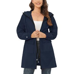 ETOSELL Rain Jacket for Women Waterproof with Hood Active Outdoor Long Rain Coats Packable Raincoat Lightweight Windbreaker