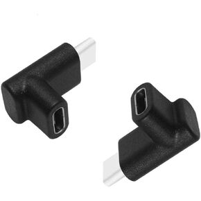 GodSpin USB C Angle Adapter [2 Pack] 90 Degree USB C Type C Upward & Downward Angled USB-C Male to Female Adapter, USB 3.1 Right Angle Extension for Laptop, Tablet, VR, Camera, Smartphone (Up/Down)