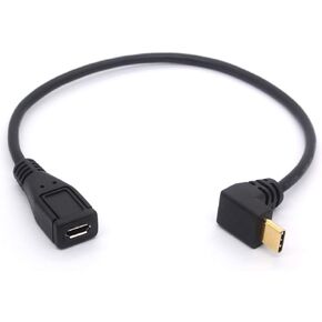 GLHONG Micro USB to Type C Cable Cord, 90 Degree Angled USB C Male to Micro B Female OTG Adapter Converter for MacBook Pro, Laptop, Android Devices(TypeC Male to Micro Female) (Type C 90Degree)