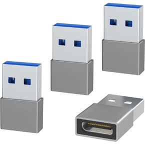 Welldiea USB to USB C Adapter 4 Pack, USB C Female to USB Male OTG Charger Type C Converter Compatible with Apple Watch Ultra iWatch 7-9,iPhone 15~13 Plus Pro Max,AirPods 3,iPad Air,Car,Galaxy (Black)