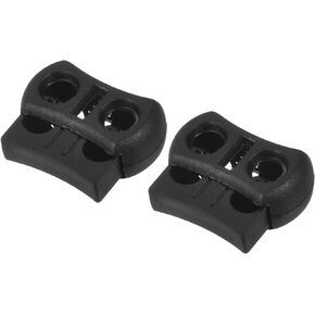 METALLIXITY Plastic Cord Locks (0.2")20pcs, Double Hole Spring Toggle Stopper End Cord Stopper Slider Cord Fastener for Drawstring Shoelaces Clothing Backpack, Black