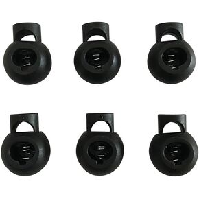 ZQMALL Round Spring Cord Lock - Black Plastic Toggle Stopper - Cordlock Stoppers for 6MM Cord, Paracord, Drawstrings, Bags, Shoelaces, Clothing, 100 Pack, (18mm x 22mm),Q2556