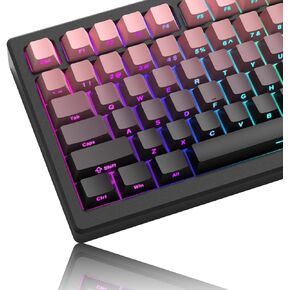 Womier Shine Through Keycaps - أغطية مفاتيح PBT 75 بالمائة، مجموعة أغطية مفاتيح مخصصة بطباعة جانبية، 136 مفتاحًا أغطية مفاتيح وردية متدرجة، أغطية مفاتيح للوحة مفاتيح Cherry Profile للوحة مفاتيح Cherry Gateron MX Switches