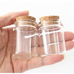 Bottlemaxjar 12 pcs 30ml Small Glass Bottle Vials Glass Jars with Cork Stopper Storage Bottle 30ml 26x37x50mm, Clear