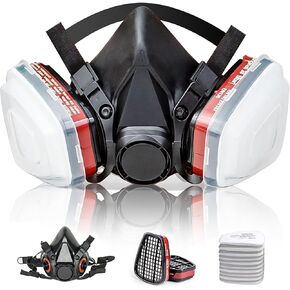 Gas Respirator Mask With 6001 Filters, Gas Masks Survival Nuclear and Chemical for Painting, Dust, Organic Vapors