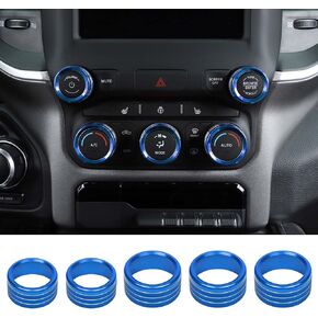 RT-TCZ Center Control AC Radio Switch Knob Cover Volume Tune Switch Knob Button Cover Trim Ring Aluminium Alloy Interior Accessories for Dodge RAM 2018-2022 5PCS,Purple