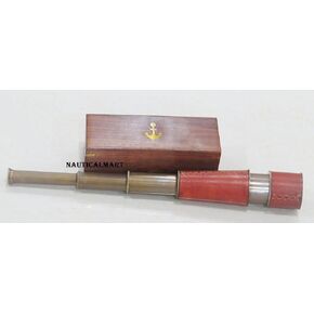 Brass Telescope 18" Marine Nautical Antique Monocular with Wooden Box