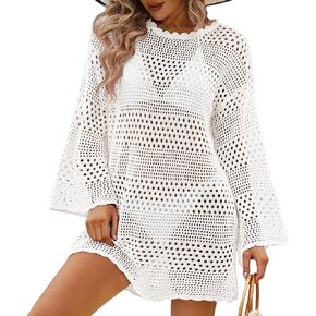 Womens Bathing Suit Cover Up, Beach Swimsuit Bikini Crochet Coverups Knitted Beachwear