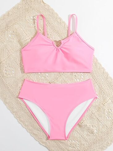 طقم بيكيني من قطعتين للفتيات من Milumia مزود بحلقة ربط وحزام سباغيتي لباس السباحة in Kuwait