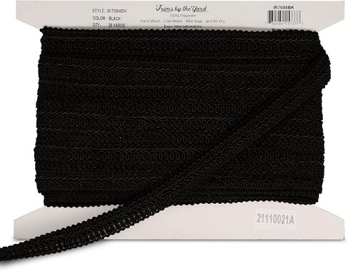 زخرفة من The Yard Kiki 3/4" جديلة كلاسيكية منسوجة باللون الأسود | (قص 100 ياردة) in Saudi Arabia